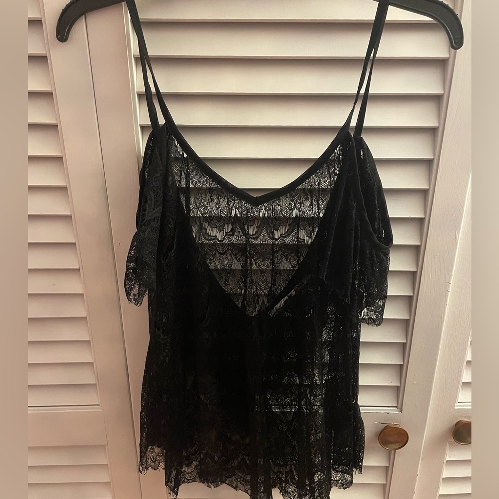 Urban Outfitters Kimchi Blue Y2K Off Shoulder Lace Top